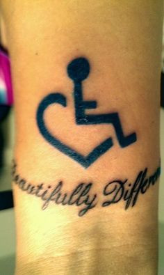 Wheelchair heart tattoo with text 