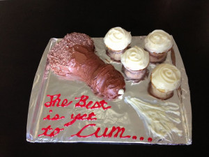 Penis Cake for a bachelorette party. Yellow cake with chocolate ...