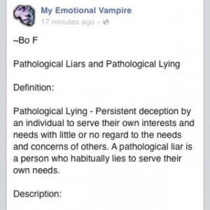 ALL narcissists are pathological liars!!! This is not an over ...
