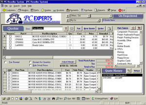 Quotes Screen - PC Reseller System