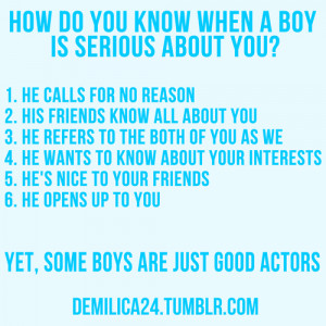 How do you know when a boy is serious about you?