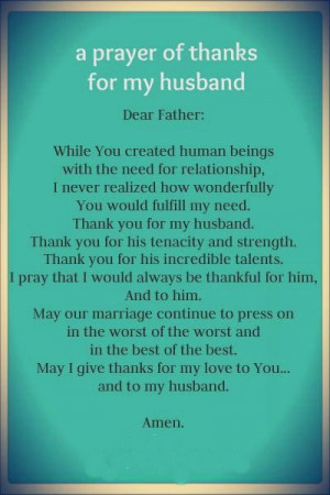 Prayer of thanks for my husband