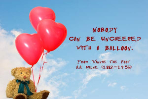bear with balloons and quote from Winnie The Pooh