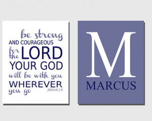 | Nursery Set, Name and Initial, Personalized, Bible Quote, Joshua 1 ...