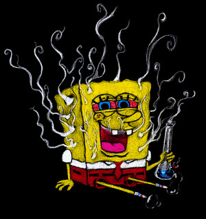 Funny Spongebob Squarepants the Bong Smoker Pic