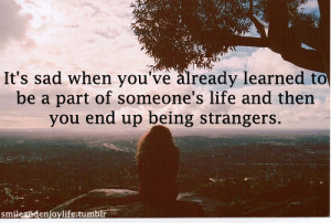 ... Someone’s Life and then You End Up Being Strangers ~ Friendship