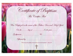 Baptism Certificate Template For All Ages - With Acts Scripture