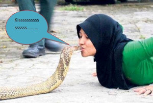 Indian Girl Kissing Snake Funny Picture