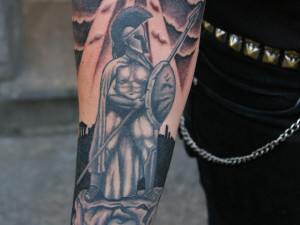 san warrior tattoo design greek san tattoo on sleeve warrior colored ...