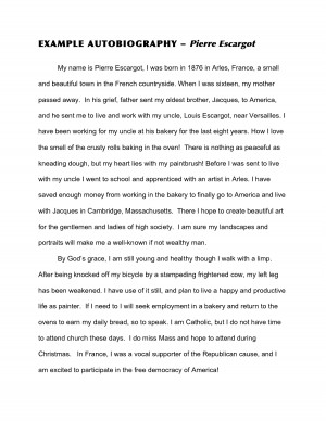 An Example Of An Autobiography Document Transcript. AN EXAMPLE OF AN ...