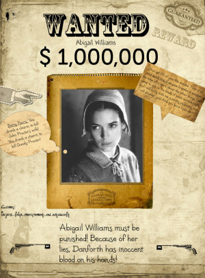 Wanted Poster of the Crucible Abigail Williams From