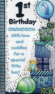 LARGE GRANDSON 1ST HAPPY BIRTHDAY CARD 1 TODAY 3D POP OUT QUALITY