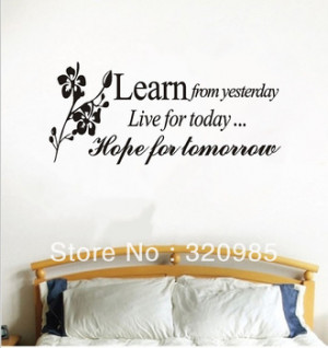 NEW Arrival HOT Sale Vinyl Quotes YesterdayToday Tomorrow English Word ...