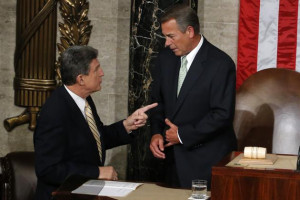 Sen. Joe Manchin, D-W.Va., talks with House Speaker John Boehner of ...