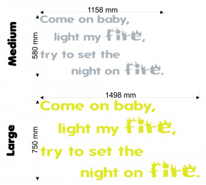 Come On Baby Light My Fire (The Doors) Lyric size chart