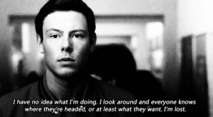 quote Black and White text glee finn hudson cory monteith