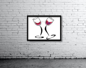 Watercolor Wine glasses - Digital D ownloadable Art Print, Watercolor ...