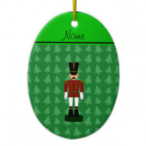 ... nutcracker green Christmas trees Double-Sided Oval Ceramic Christmas