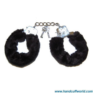 Furry Handcuffs - Black Colored, Single Lock