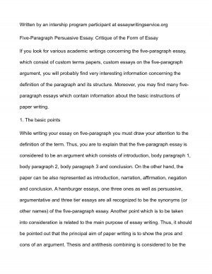 Five-Paragraph Persuasive Essay. Critique of the Form of Essay