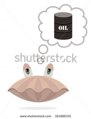 ... thought bubble with barrel of oil, funny cartoon style - stock vector
