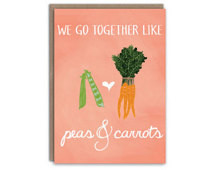 We Go Together Like Peas and Carrots Hand-Drawn Greeting Card ...