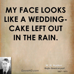 My face looks like a wedding-cake left out in the rain.