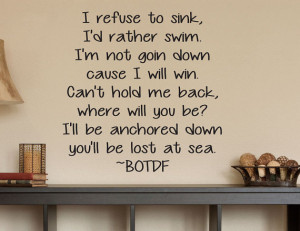 Rather Swim Wall Decal - 0056 - i refuse to sink lyrics - Quote ...
