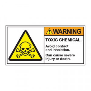 ... Safety Labels - Warning Toxic Chemical Avoid Contact And Inhalation