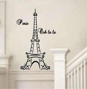 EIFFEL-TOWER-Paris-Oh-LA-LA-Character-Mural-Wall-Quote-Sticker-Decal ...