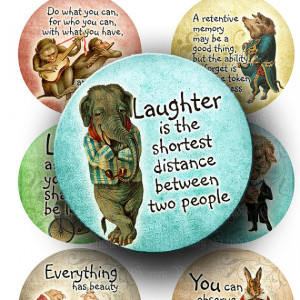 Digital Images Collage Sheet Vintage Funny Storybook Animals Quotes