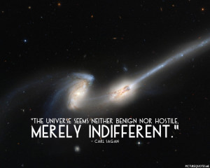 the universe seems neither benign nor hostile merely indifferent carl