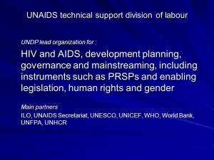 ... AIDS, development planning, governance and mainstreaming, including i