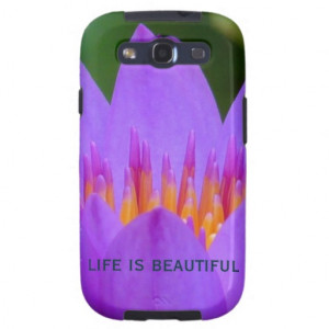 Purple Flower with Life Quote Samsung Galaxy S3 Covers