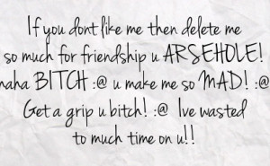 arsehole haha bitch u make me so mad get a grip u bitch ive wasted to ...