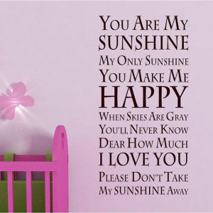 You are my sunshine baby room vinyl wall quote by SpiffyDecals, $22.00