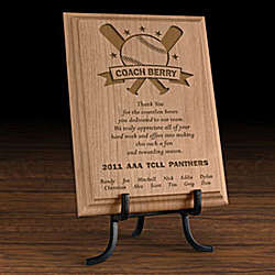 Personalized Baseball All-Star Coach Wooden Plaque