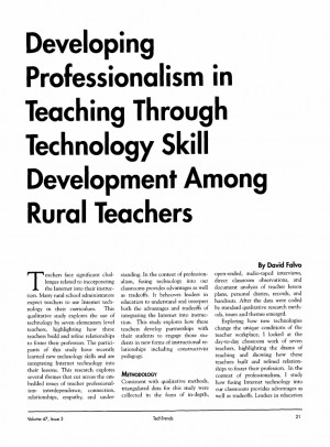 Developing professionalism in teaching through technology skill ...