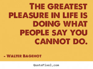 Walter Bagehot picture quotes - The greatest pleasure in life is doing ...