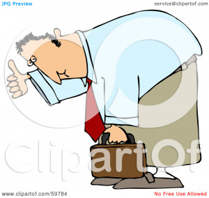 Businessman Bending Over And Giving The Thumbs Dennis Cox