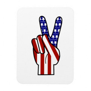 Hand Peace Sign - Red White & Blue Flexible Magnet