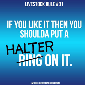 livestock rule 31 if you like it then you shoulda put a ring halter on ...