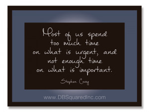 Most of us spend too much time on what is urgent and not enough time ...
