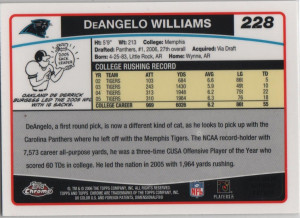 ... :: Singles :: 2006 :: 2006 Bowman Chrome #228 DeAngelo Williams RC