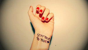 Stay True To Your Love Quote Tattoo On Left Wrist For Girls