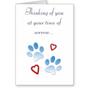 Pet Sympathy Card Paws And