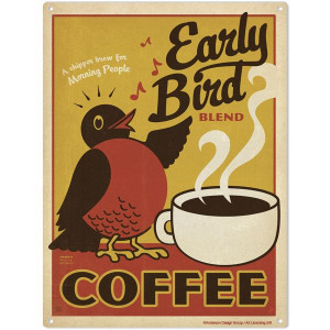 Early Bird Blend Coffee Metal Sign - RetroPlanet.com