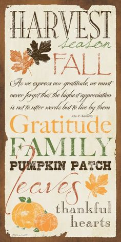 Harvest~Fall~Gratitude~Family~Leaves~Thankful Hearts ♥