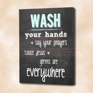 ... Jesus & germs are everywhere cute bathroom printed wall art sayings