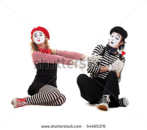 funny portrait of mimes. isolated on white background stock image